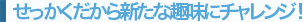 せっかくだから新たな趣味にチャレンジ！